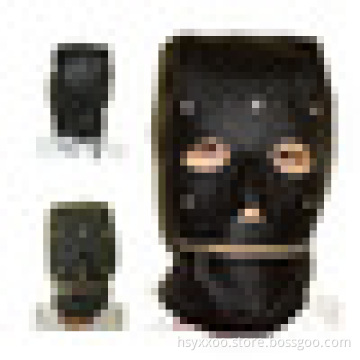 Sex Bondage Hood, Full Head Fake Leather or Leather Mask with zipper Open mouth Sex Toy mask